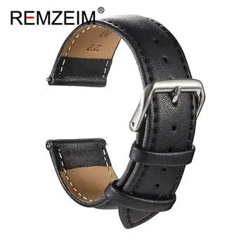 REMZEIM Универсальный сменный кожаный ремешок для часов, кожаный ремешок для часов для мужчин и женщин, 16 мм, 18 мм, 20 мм, 22 мм, 24 мм, ремешок для часов