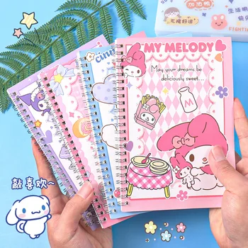 Sanrio Блокнот Hello Kitty Cinnamoroll My Melody Kuromi A5 Coil Book Рабочая тетрадь Мультяшный Блокнот Школьные принадлежности Подарок для студентов