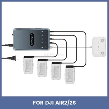 Зарядное устройство мощностью 120 Вт для DJI Air 2S/Mavic Air 2, пульт дистанционного управления, Зарядка Аккумулятора, Интеллектуальный зарядный концентратор, Аксессуары