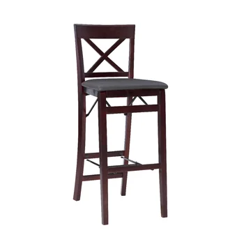Складной Темно-вишневый барный стул Triena из коричневой искусственной кожи, прочный, весом 18,7 фунтов, 17 