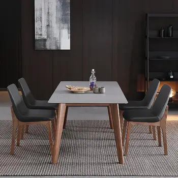 Сочетание прямоугольного обеденного стола и стульев мягкой Роскоши, Большой Обеденный стол, Современная лаконичная мебель для кухни в ресторане